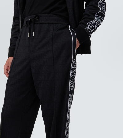 Shop Versace Allover Jacquard Sweatpants In Black