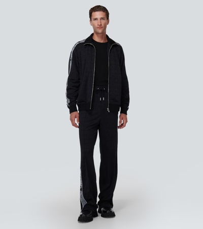 Shop Versace Allover Jacquard Sweatpants In Black