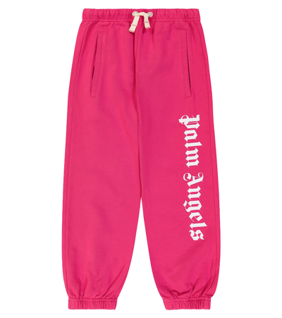 Shop Palm Angels Logo Cotton Jersey Sweatpants In Pink