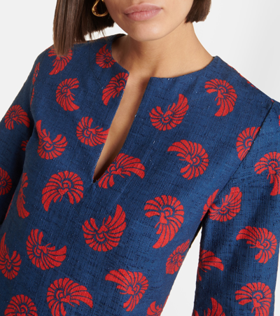 印花棉质混纺中长连衣裙