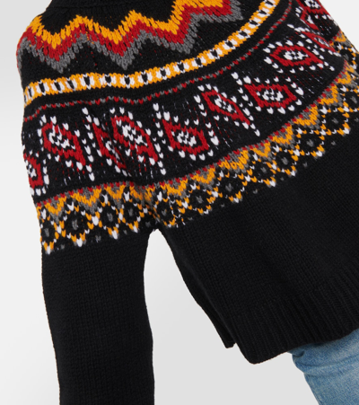Shop Alanui Antarctic Circle Virgin Wool Turtleneck Sweater In Black