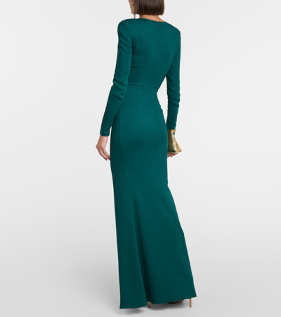 Shop Roland Mouret Ruched Cady Gown In Green