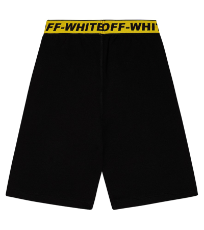 Shop Off-white Logo Cotton Shorts In Black