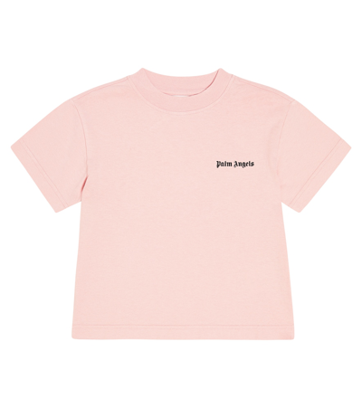 Shop Palm Angels Logo Cotton Jersey T-shirt In Pink