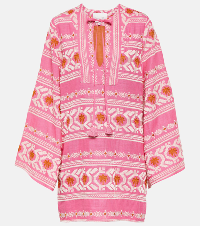 Shop Johanna Ortiz Embroidered Minidress In Pink
