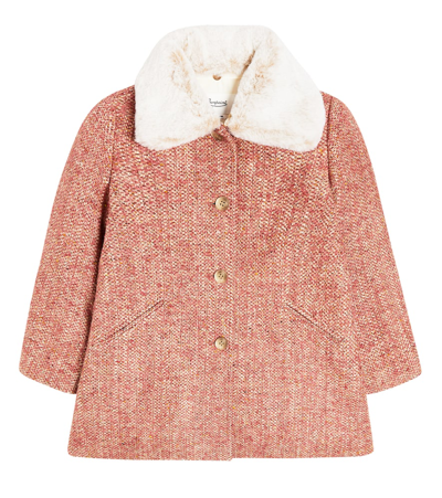 Shop Bonpoint Temaggie Faux Fur-trimmed Coat In Pink