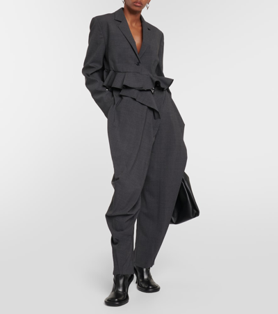 Shop Jw Anderson Cropped Wool-blend Blazer In Grey