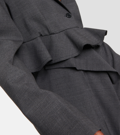 Jw Anderson Ruffled-trim Cropped Blazer In Grey