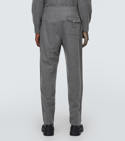 Shop Moncler Wool-blend Sweatpants In Grey