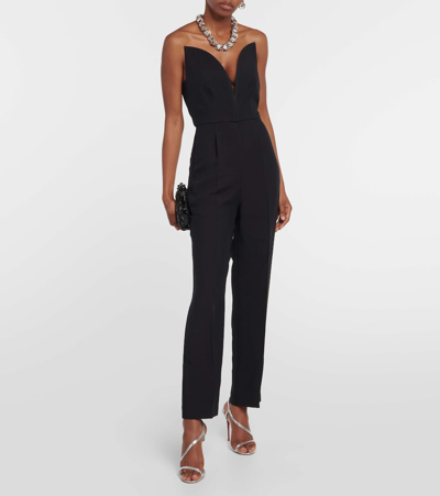 Shop Roland Mouret Strapless Wool And Silk Jumpsuit In Black