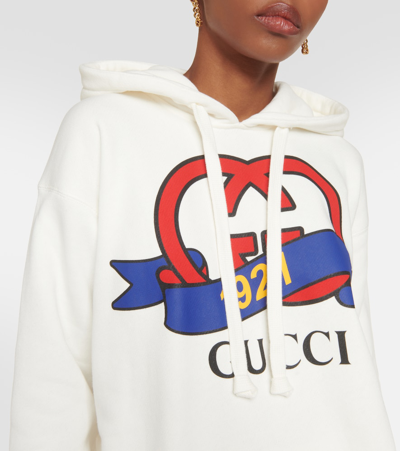 Shop Gucci Interlocking G Cotton Jersey Hoodie In White