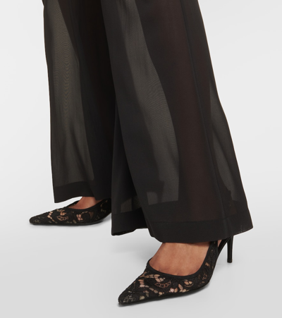 Dolce & Gabbana Pointed-toe Lace-panelled Pumps In Black