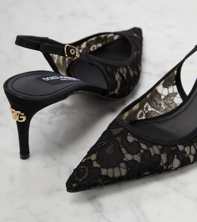 Dolce & Gabbana Pointed-toe Lace-panelled Pumps In Black