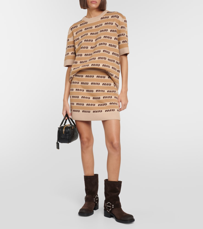Miu Miu Suede Harness Biker Ankle Booties In Brown