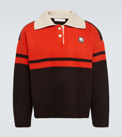 Shop Wales Bonner Calm Wool-blend Polo Shirt In Multicoloured