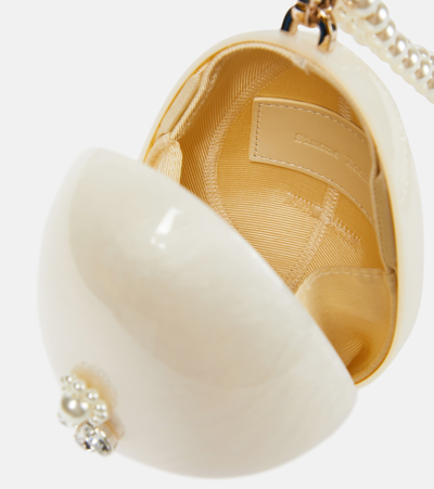 Shop Simone Rocha Mini Egg Pearl And Crystal Clutch In Beige