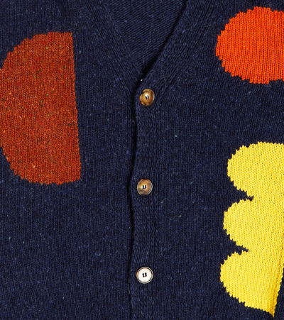 Shop Bobo Choses Intarsia Wool-blend Cardigan In Blue