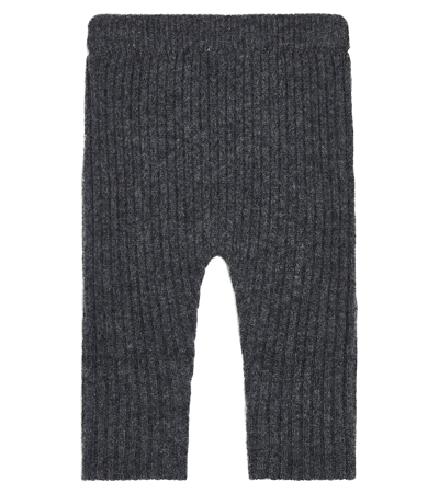 Shop Donsje Baby Olle Ribbed-knit Wool Leggings In Grey