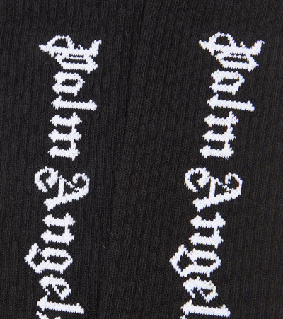 Shop Palm Angels Logo Cotton Socks In Black