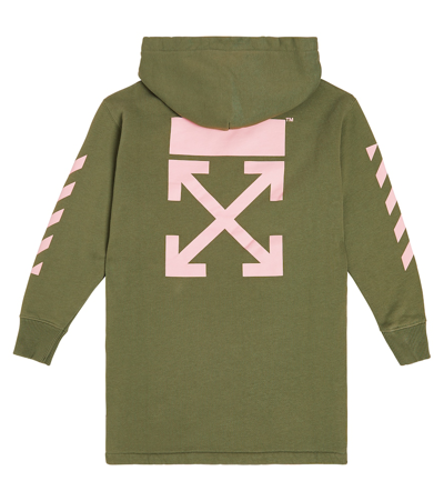 Shop Off-white Logo Cotton Sweater Dress In Green