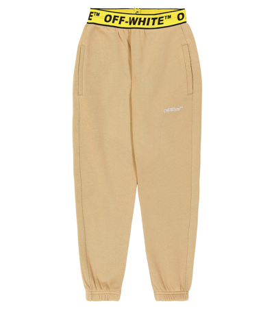 Shop Off-white Logo Cotton Sweatpants In Beige