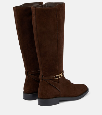 Shop Tod's Suede Knee-high Boots In Brown