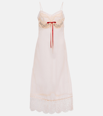Shop Simone Rocha Embellished Slip Dress In Pink