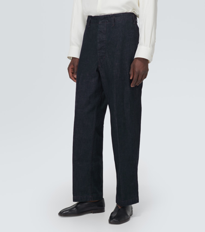 Shop Lemaire Maxi Chino Wide-leg Jeans In Blue