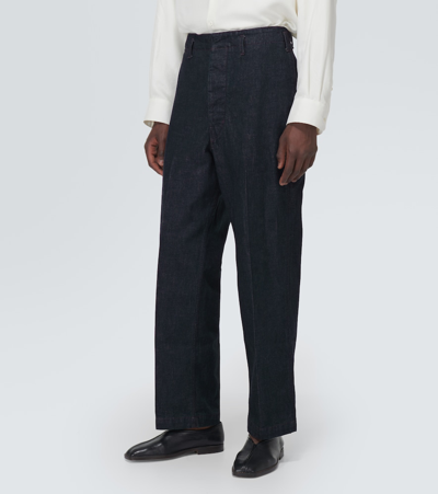 Lemaire Maxi Chino Flared Jeans In Blue