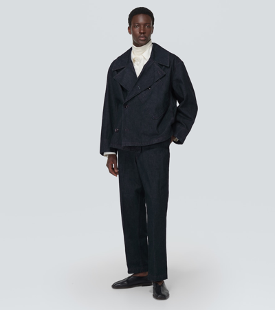 Lemaire Maxi Chino Flared Jeans In Blue