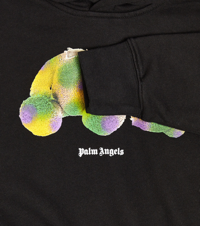 Shop Palm Angels Printed Cotton Jersey Hoodie In Black
