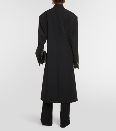 Shop Balmain Virgin Wool Overcoat In Black