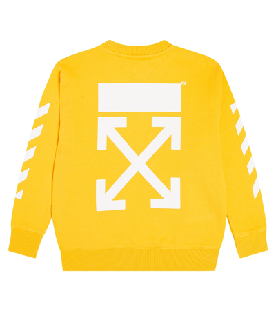 Shop Off-white Printed Cotton Sweatshirt In Yellow