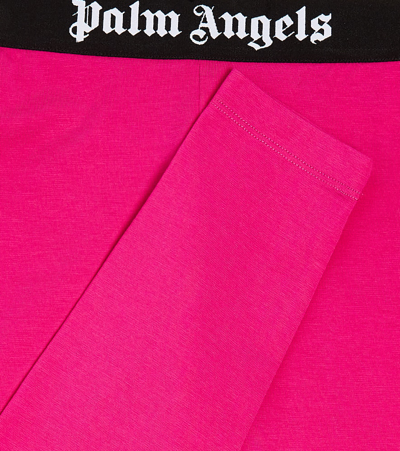 Shop Palm Angels Logo Cotton-blend Jersey Leggings In Pink