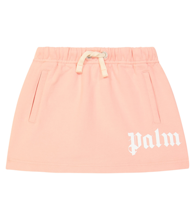 Shop Palm Angels Logo Cotton Jersey Skirt In Pink