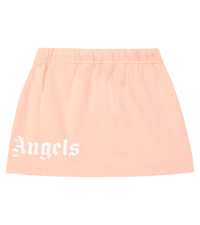 Shop Palm Angels Logo Cotton Jersey Skirt In Pink