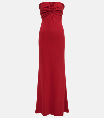 Shop Roland Mouret Strapless Cady Gown In Red