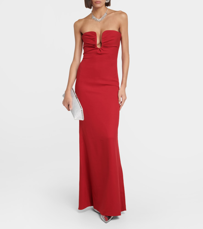 Shop Roland Mouret Strapless Cady Gown In Red
