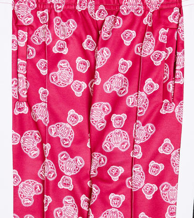 Palm Angels Fuchsia Track Pants With All-over Paisley Teddy Bear Print In Cotton Blend Girl In Pink