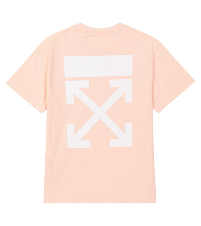Shop Off-white Logo Cotton Jersey T-shirt In Pink