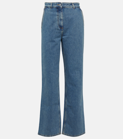 Shop Burberry High-rise Straight Jeans In Blue