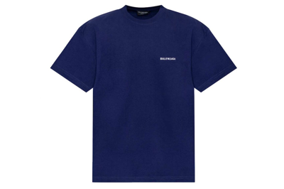 Pre-owned Balenciaga Logo Medium Fit T-shirt Marine Blue