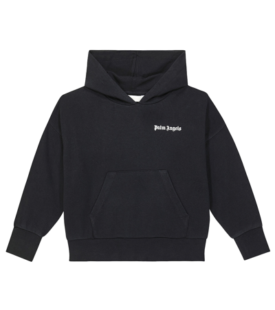 Palm Angels Logo Cotton Hoodie In Black
