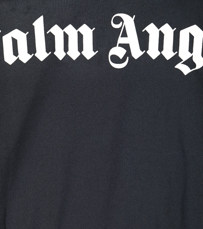 Palm Angels Logo Cotton Hoodie In Black