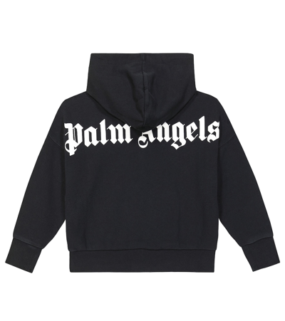 Shop Palm Angels Logo Cotton Jersey Hoodie In Black