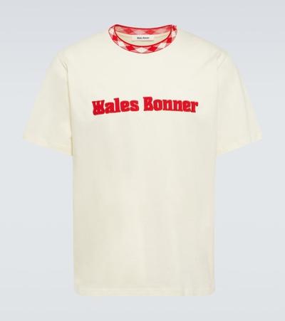Shop Wales Bonner Original Logo-appliqué Cotton T-shirt In White