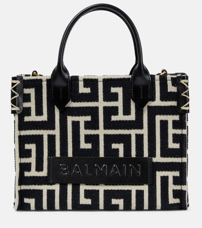 Shop Balmain B-army Small Jacquard Tote Bag In Multicoloured