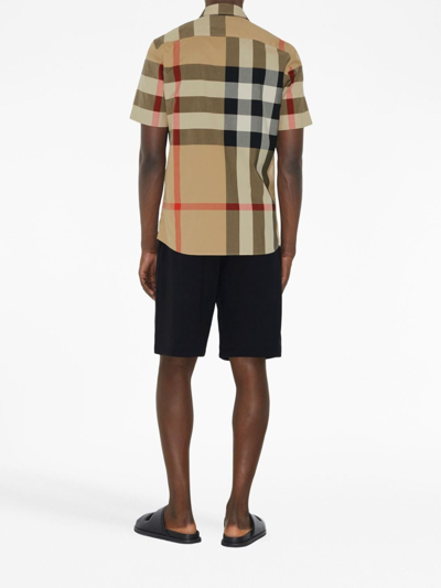 Shop Burberry Checkered Short-sleeved Shirt In Neutrals