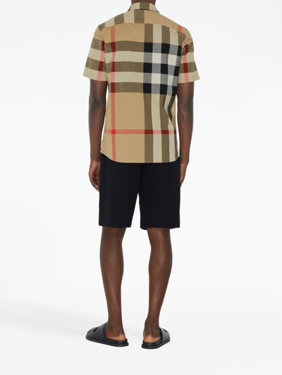 Burberry Men Cotton Shirt With Check Print In Multi