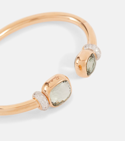 Pomellato Nudo 18kt Rose Gold Bangle With Prasiolites And Diamonds In Gold